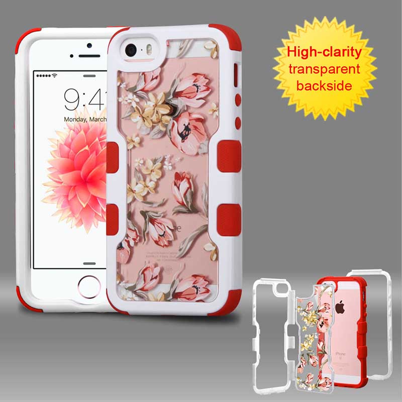 mobiletech-iphone5-mybat-Natural-Ivory-White-Frame-Transparent-Painted-Flowers-PC-Back-Red-TUFF-Vivid-Hybrid-Protector-Cover